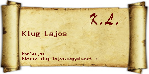 Klug Lajos névjegykártya